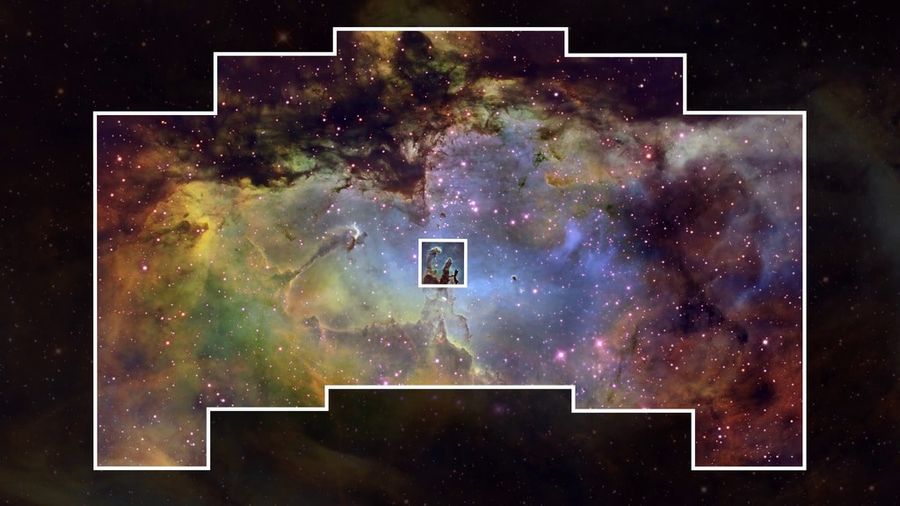 Comparación del campo de visión del telescopio Roman sobre una región del cielo